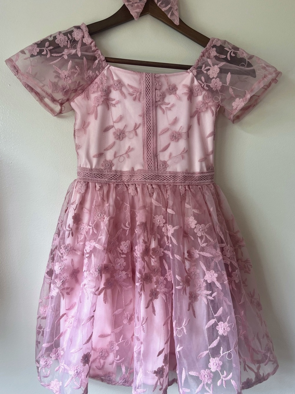 Haute Hippie Dusty Pink Floral Lace Girls' Party Dress